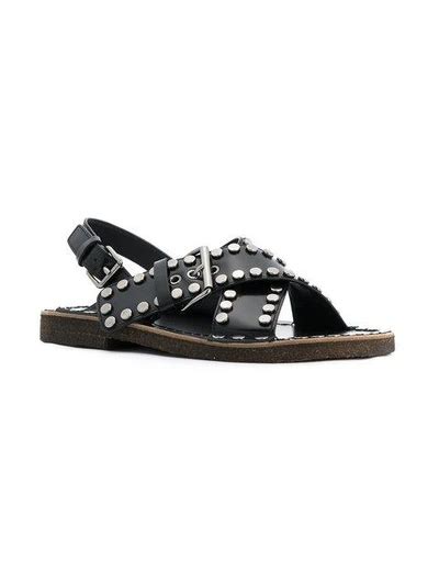 prada t bar sandals|prada studded pony skin sandals.